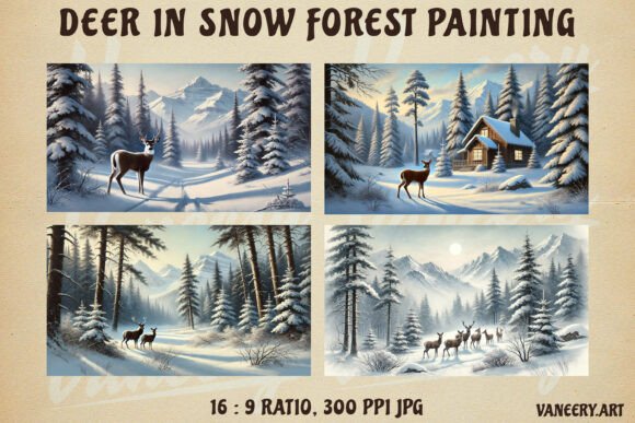 Download Deer in Snow Forest Painting - Paint Collection