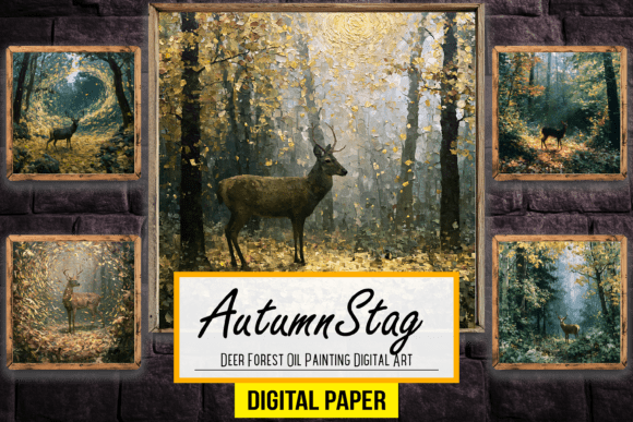 Download Deer Forest Oil Painting Digital Artwork - Paint Collection