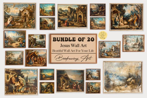 Download Oil Painting Jesus Wall Art Bundle - Paint Collection