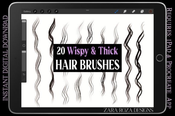 Download Procreate Wispy &amp; Thick Hair Brush Set - Hair brush Collection