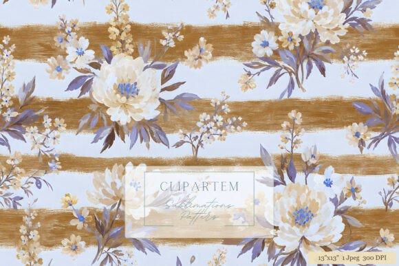 Download Gold Floral Ivory Peony Stripe Pattern - Premium Resources