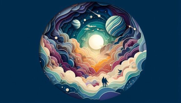 Download A Painterly Style Space Scene with Plane - Paint Collection