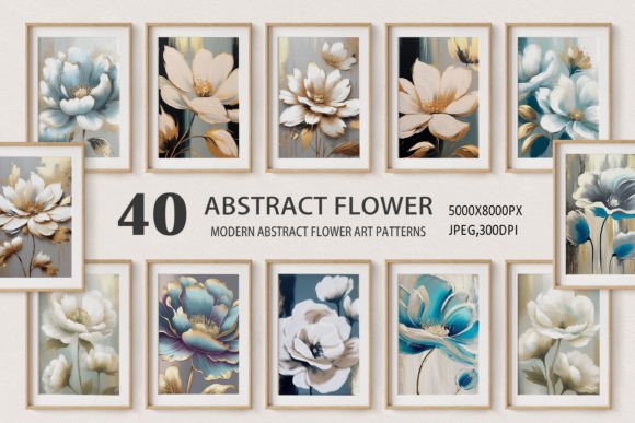 Download Abstract Golden Oil Painting Flowers Art - Paint Collection