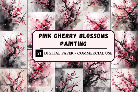 Download Pink Cherry Blossoms Digital Painting - Paint Collection