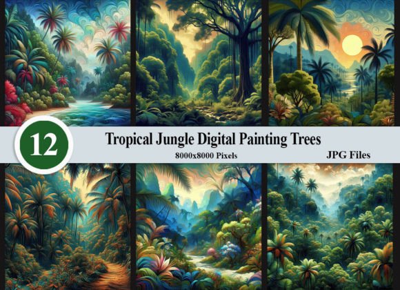 Download Tropical Jungle Digital Painting Trees - Paint Collection