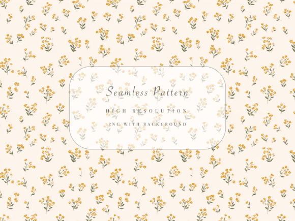 Download Muted Mustard Floral Seamless Pattern PNG for Spring Crafts - Star Collection