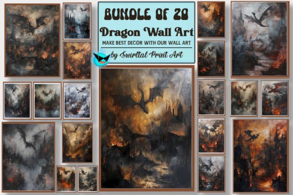 Download Oil Painting Dragon Wall Art Bundle - Paint Collection