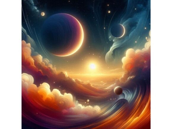 Download A Painterly Style Space Scene with Plane - Paint Collection