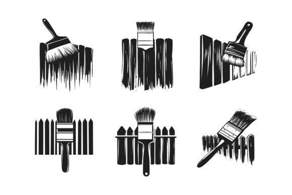 Download Line Drawing of Painting Brushes - Paint Collection