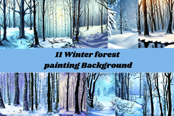Download 11 Winter Forest Painting Background - Paint Collection